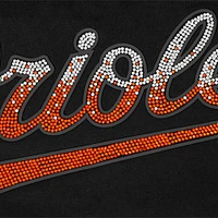 Women's Pro Standard  Black Baltimore Orioles Rhinestone Slim Fit T-Shirt