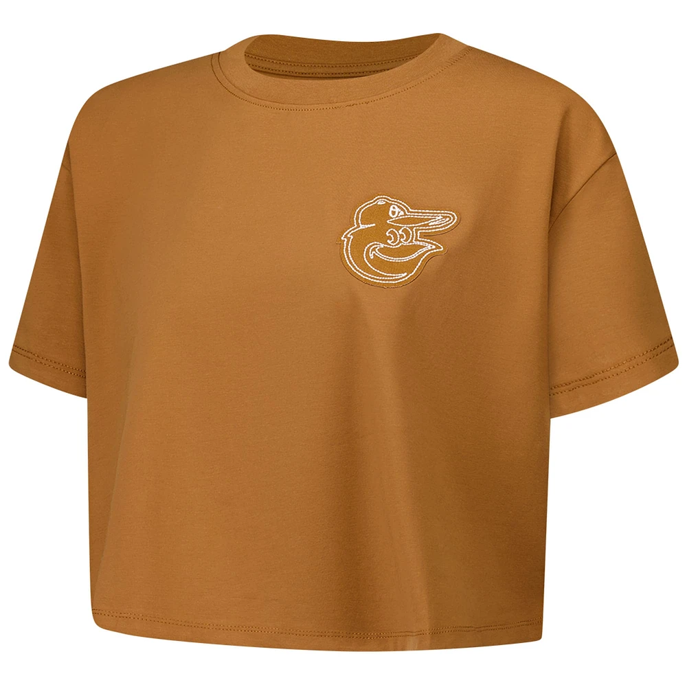 Women's Pro Standard Brown Baltimore Orioles Paint The City Cropped Boxy T-Shirt