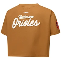 Women's Pro Standard Brown Baltimore Orioles Paint The City Cropped Boxy T-Shirt