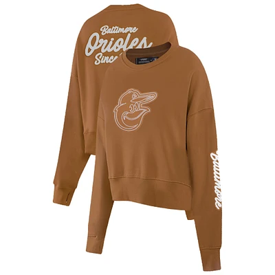 Women's Pro Standard Brown Baltimore Orioles Paint The City Pullover Cropped Sweatshirt