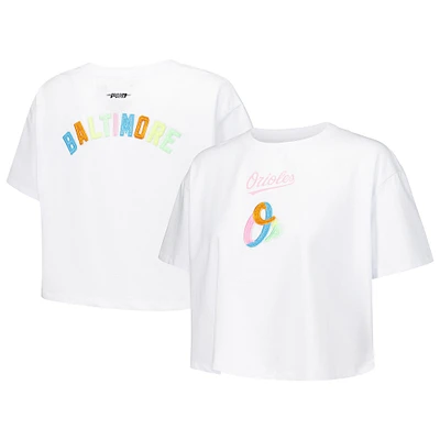 T-shirt court carré délavé néon Pro Standard pour femmes, blanc