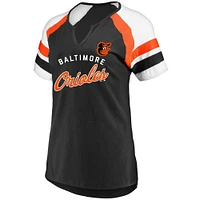 Women's Profile  Black Baltimore Orioles Arched Notch Neck T-Shirt