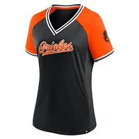 T-shirt croisé à col en V pour femmes, profil, noir, Baltimore Orioles, grande taille