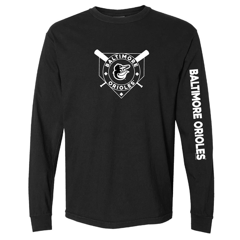 Women's Soft as a Grape Black Baltimore Orioles Pigment Dye Long Sleeve T-Shirt