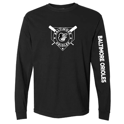 Women's Soft as a Grape Black Baltimore Orioles Pigment Dye Long Sleeve T-Shirt
