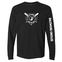 Women's Soft as a Grape Black Baltimore Orioles Pigment Dye Long Sleeve T-Shirt