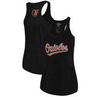 Women's Soft as a Grape Black Baltimore Orioles Plus Swing for the Fences Racerback Tank Top