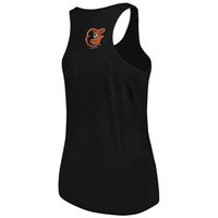 Women's Soft as a Grape Black Baltimore Orioles Plus Swing for the Fences Racerback Tank Top