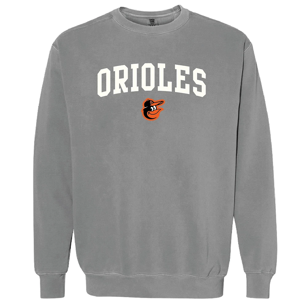 Women's Soft as a Grape Charcoal Baltimore Orioles Pigment Dye Pullover Sweatshirt