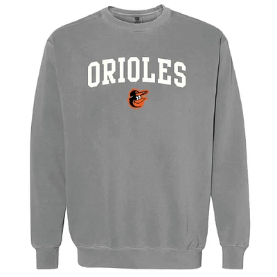 Women's Soft as a Grape Charcoal Baltimore Orioles Pigment Dye Pullover Sweatshirt