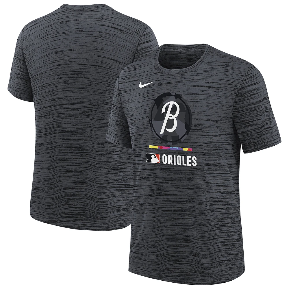 Youth Nike Black Baltimore Orioles Authentic Collection City Connect Velocity Performance T-Shirt
