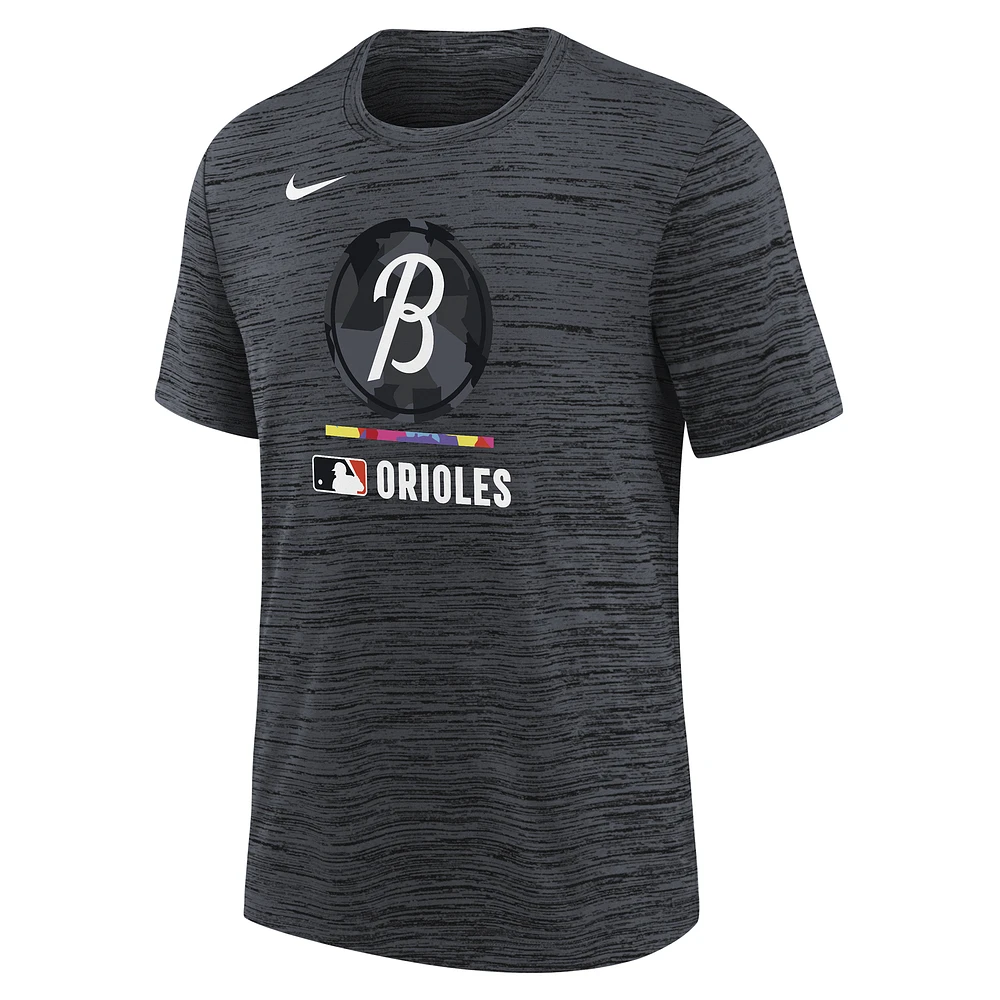 Youth Nike Black Baltimore Orioles Authentic Collection City Connect Velocity Performance T-Shirt