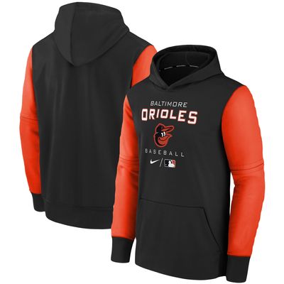 Youth Nike Black/Orange Baltimore Orioles Authentic Collection Performance Pullover Hoodie