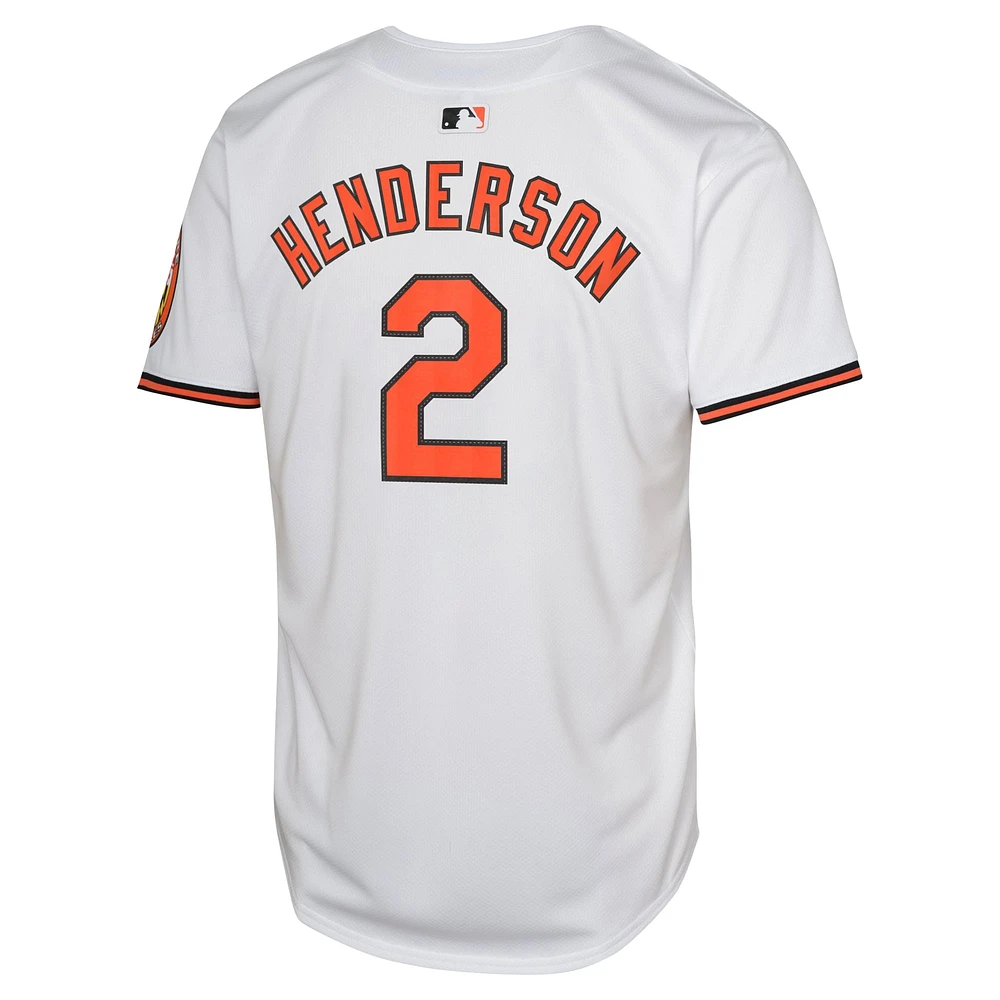 Maillot Nike Gunnar Henderson pour jeune, blanc, Baltimore Orioles, domicile limité