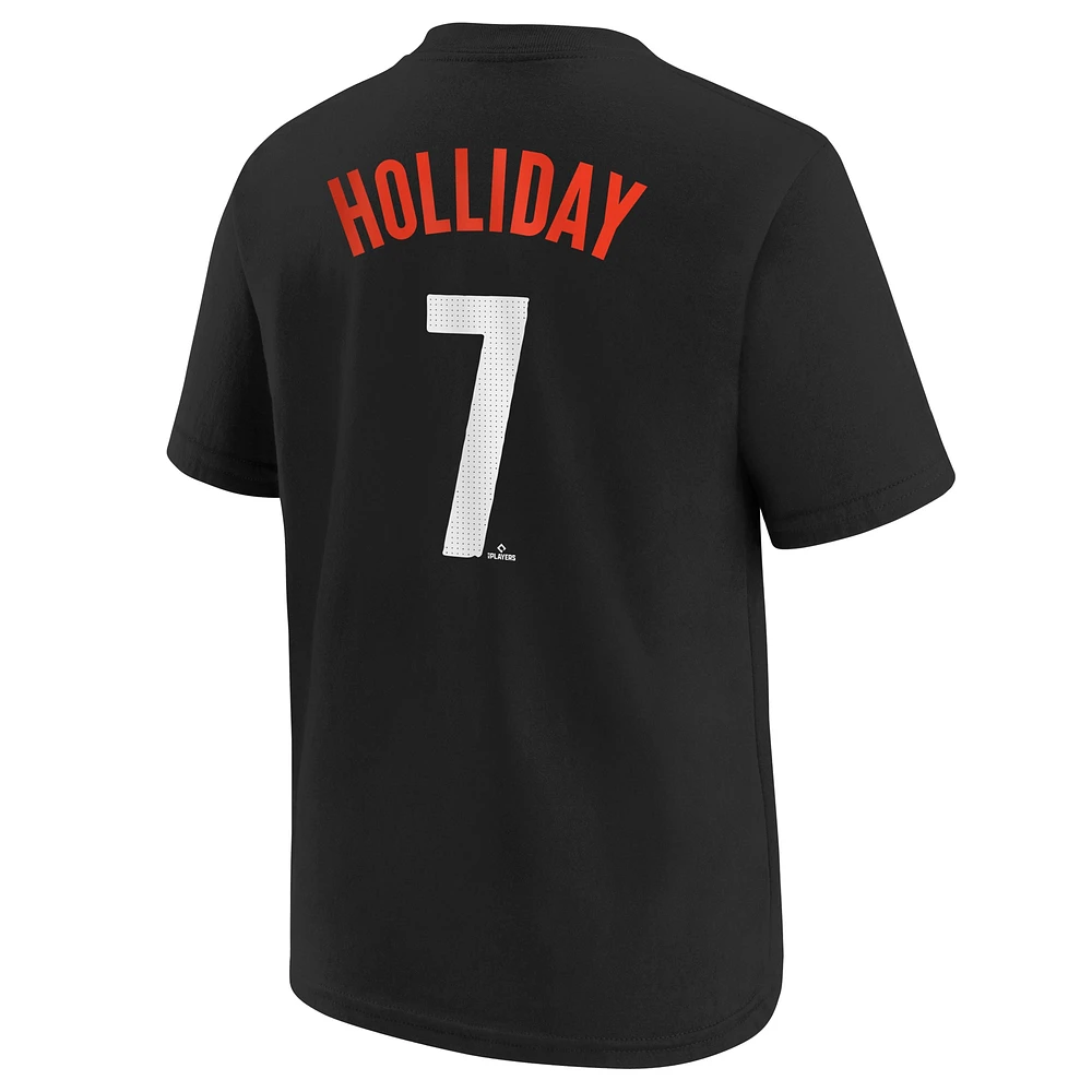 T-shirt Nike Jackson Holliday pour enfant, noir, Baltimore Orioles City Connect, nom et numéro du joueur