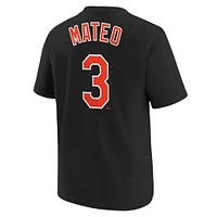 T-shirt Nike Jorge Mateo pour enfant avec nom et numéro de joueur des Orioles Baltimore, noir