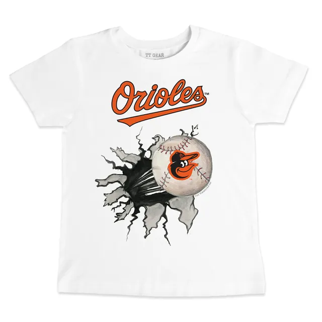 Youth Tiny Turnip Black Baltimore Orioles Baseball Tear T-Shirt Size: Extra Large