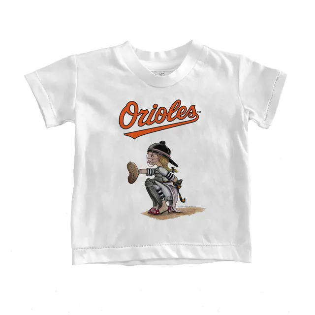 Girls Youth Tiny Turnip White Baltimore Orioles Kate The Catcher Fringe T-Shirt Size: Extra Large