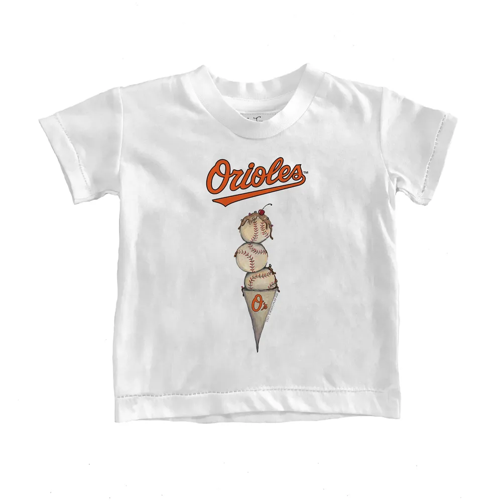 Women's Tiny Turnip Black Baltimore Orioles Triple Scoop T-Shirt Size: Small