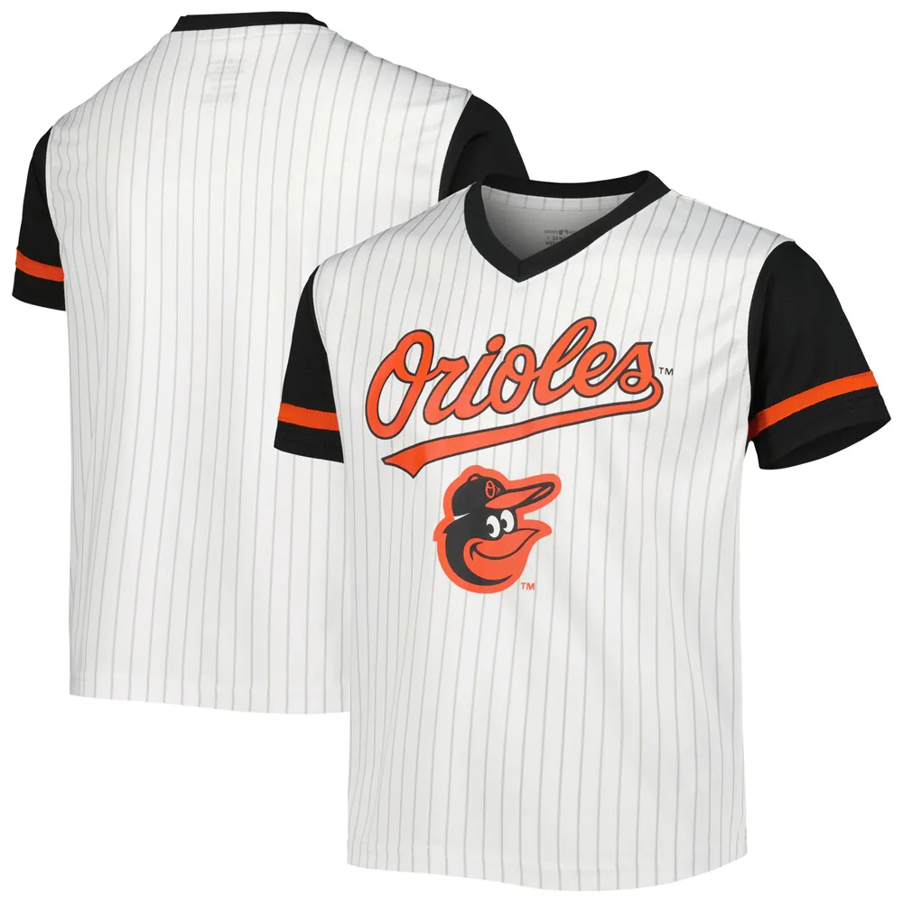 MLB Productions Youth White/Orange Baltimore Orioles V-Neck T