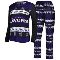 Ensemble de pyjama laid FOCO violet Baltimore Ravens Wordmark pour femmes