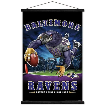 Baltimore Ravens 22.4'' x 34'' Magnetic Framed Mascot Endzone Poster