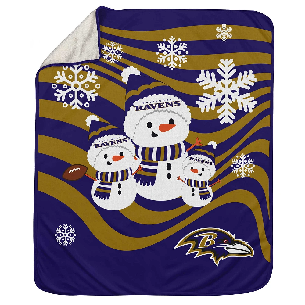 Couverture Sherpa bonhomme de neige Baltimore Ravens 50'' x 60''