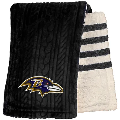 Baltimore Ravens 60'' x 70'' Cable Knit Sherpa Stripe Plush Blanket
