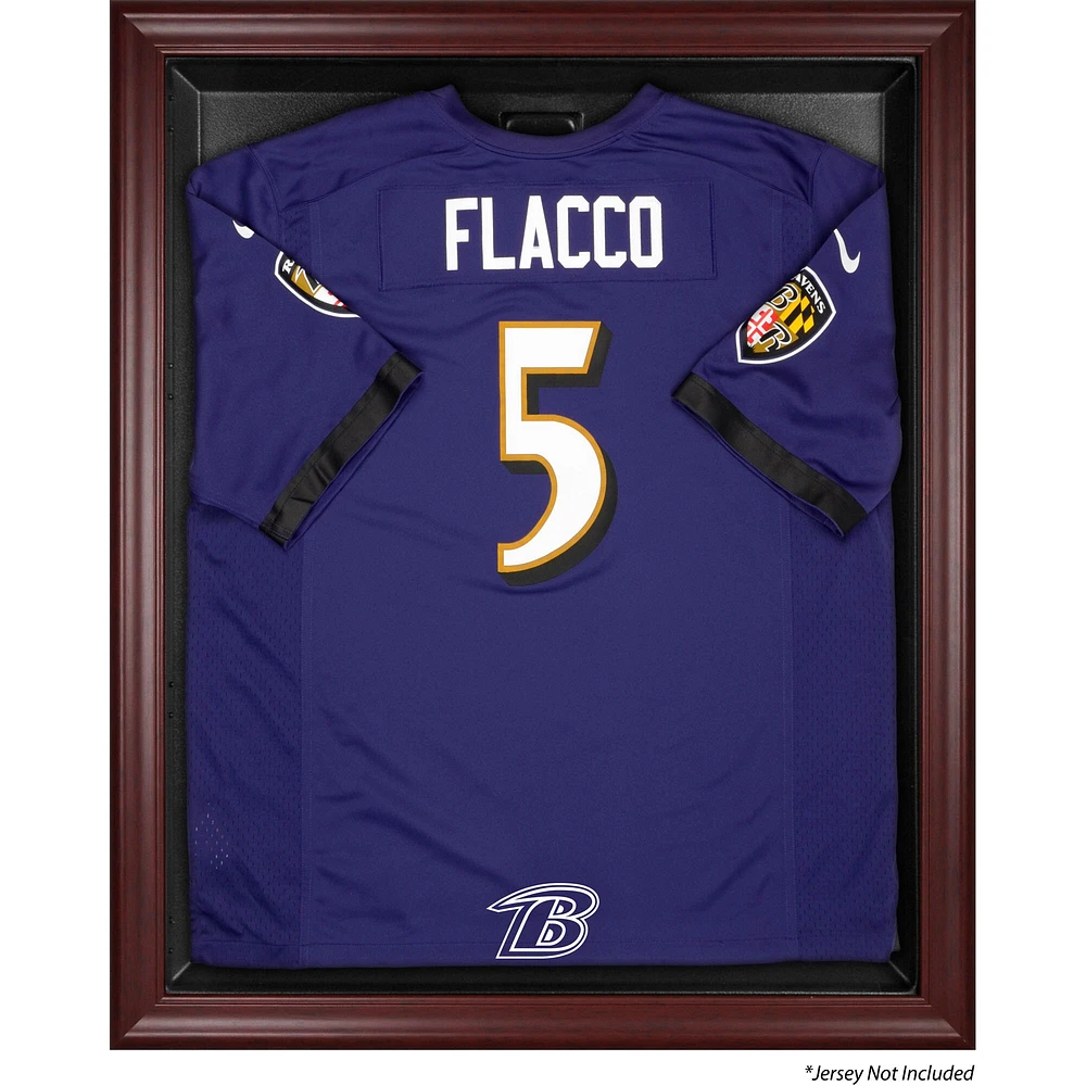 Vitrine de présentation encadrée en acajou pour maillots des Ravens de Baltimore