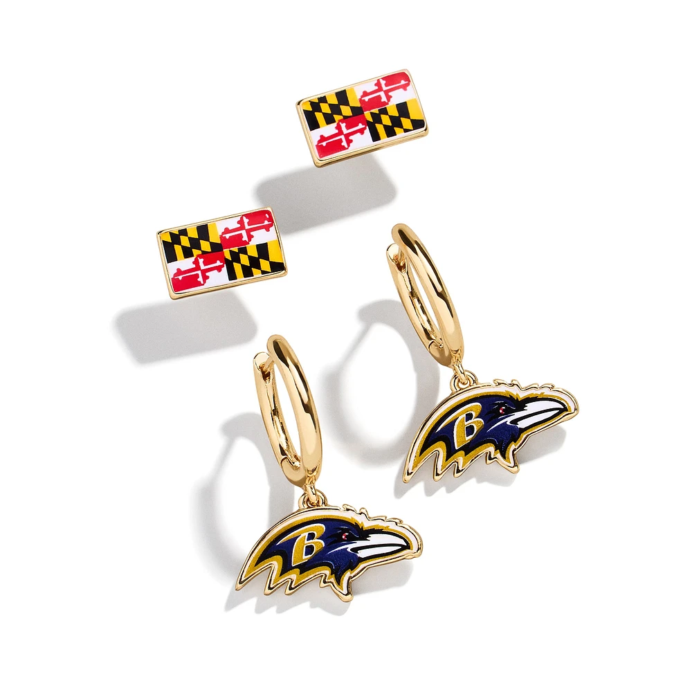 Ensemble de deux boucles d'oreilles BaubleBar Baltimore Ravens