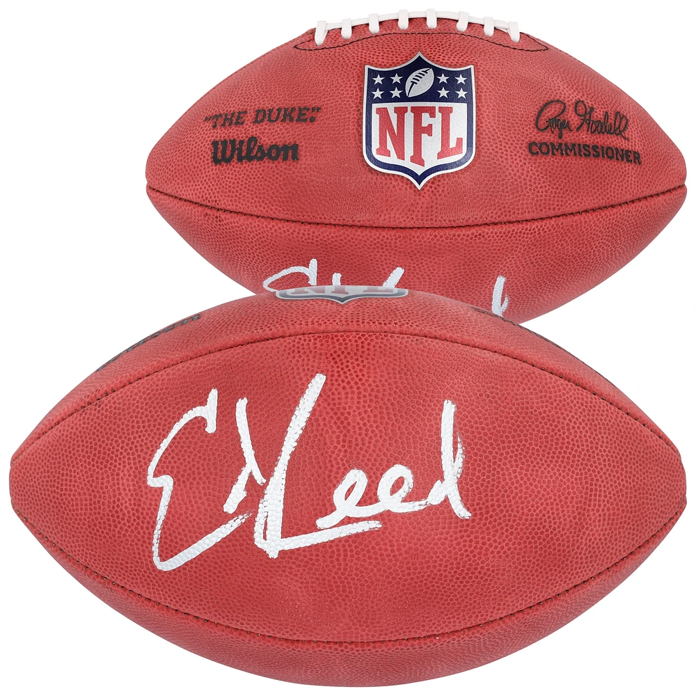 Ballon de football Wilson Duke en couleur autographié par Ed Reed Baltimore Ravens