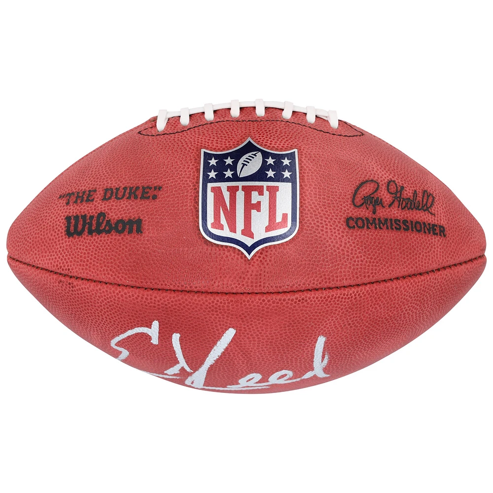 Ballon de football Wilson Duke en couleur autographié par Ed Reed Baltimore Ravens