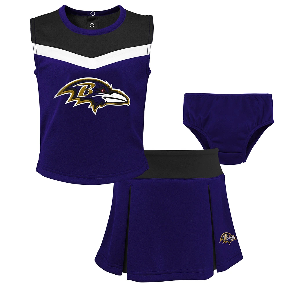 Ensemble de pom-pom girl deux pièces violet pour filles Baltimore Ravens Spirit Cheer avec bloomers