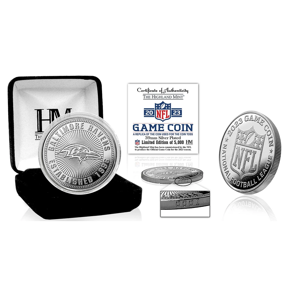 Pièce de monnaie en argent Highland Mint du match NFL 2023 des Baltimore Ravens