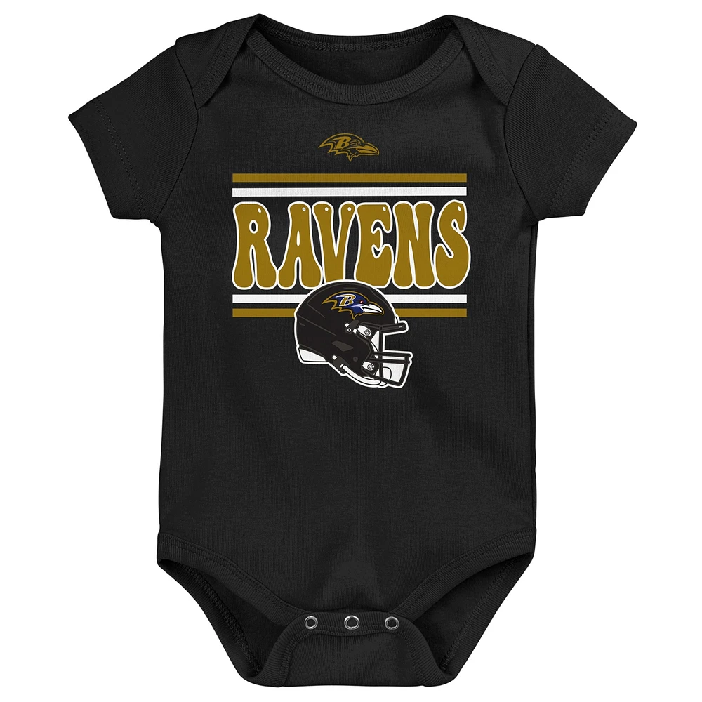 Ensemble de trois bodies pour bébé Baltimore Ravens Play Day