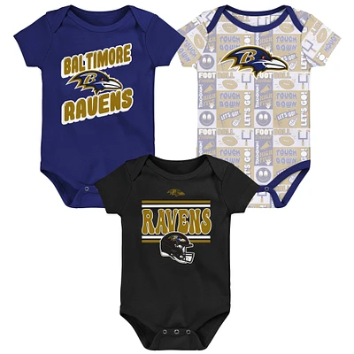 Ensemble de trois bodies pour bébé Baltimore Ravens Play Day