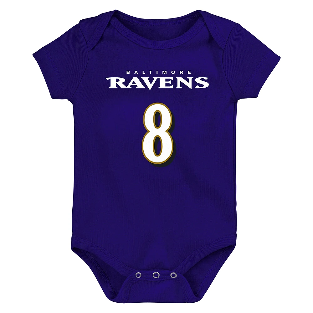 Body violet avec nom et numéro pour bébé Lamar Jackson des Ravens de Baltimore