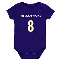 Body violet avec nom et numéro pour bébé Lamar Jackson des Ravens de Baltimore