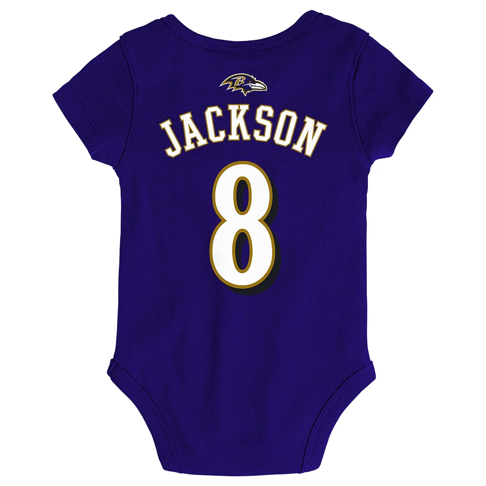 Body violet avec nom et numéro pour bébé Lamar Jackson des Ravens de Baltimore