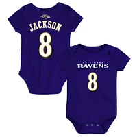 Body violet avec nom et numéro pour bébé Lamar Jackson des Ravens de Baltimore