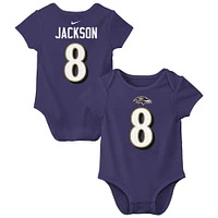 Body Nike violet avec nom et numéro de joueur des Baltimore Ravens pour bébé Lamar Jackson