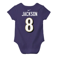 Body Nike violet avec nom et numéro de joueur des Baltimore Ravens pour bébé Lamar Jackson