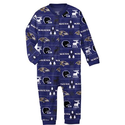 Infant Purple Baltimore Ravens Allover Print - Full-Zip Jumper