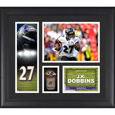 J.K. Dobbins Baltimore Ravens Fanatics Authentic Framed 15" x 17" Player Collage with a Piece of Game-Used Ball