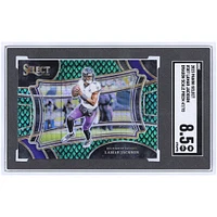 Lamar Jackson Baltimore Ravens 2023 Panini Select Dragon Scale Prizm #307 #47/70 SGC Authenticated 8.5 Card