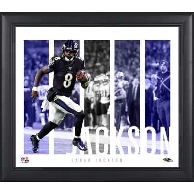 Lids Lamar Jackson Baltimore Ravens Fanatics Authentic Framed 15 x 17  Single Season Quarterback Rushing Yards Record Collage