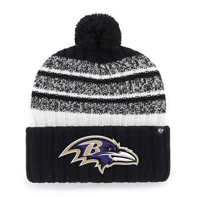 Men's '47  Black Baltimore Ravens Tavern Cuffed Knit Hat with Pom