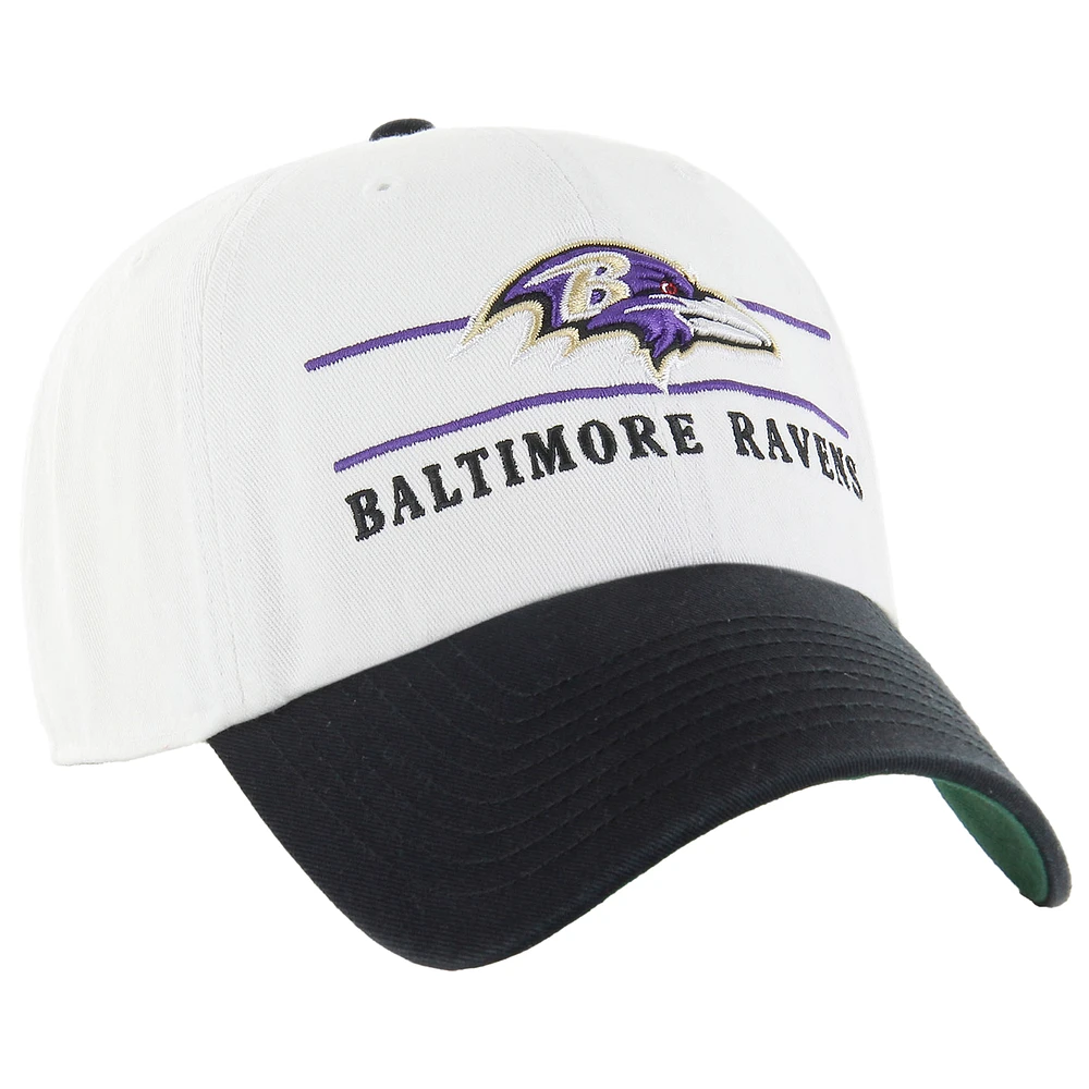 Men's '47  White/Black Baltimore Ravens Double Header Clean Up Adjustable Hat