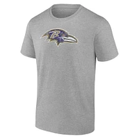 Men's Fanatics  Gray Baltimore Ravens Distressed Throwback Logo T-Shirt