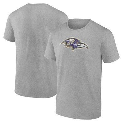Men's Fanatics  Gray Baltimore Ravens Distressed Throwback Logo T-Shirt